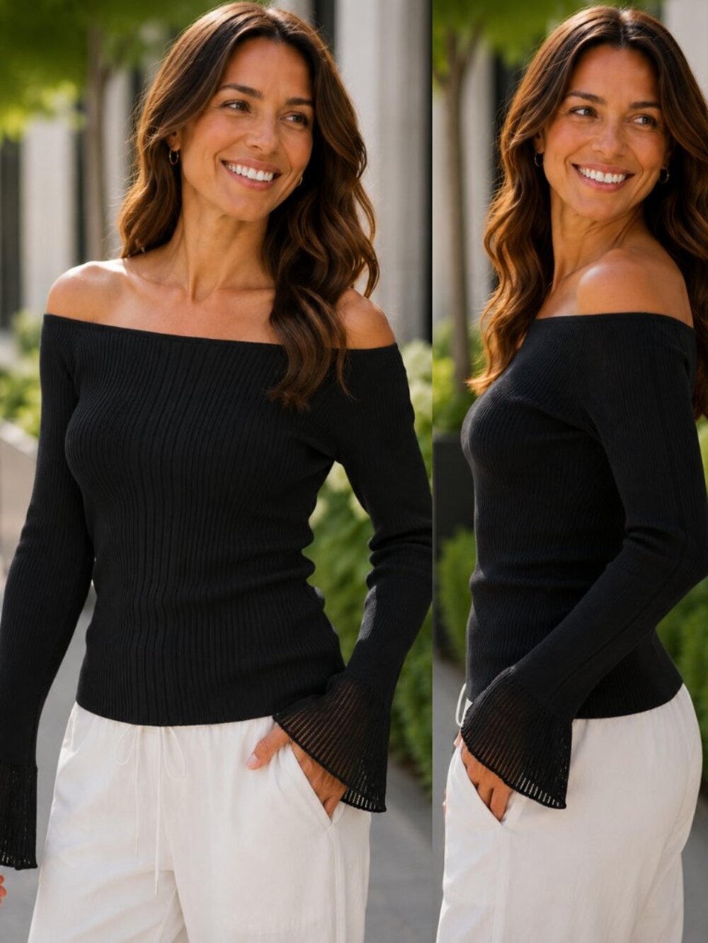Monica Bell Sleeve Sweater Top | Women's Black Trendy Fall and Winter Pullover
